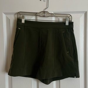 Army Green High Waisted Formal Shorts